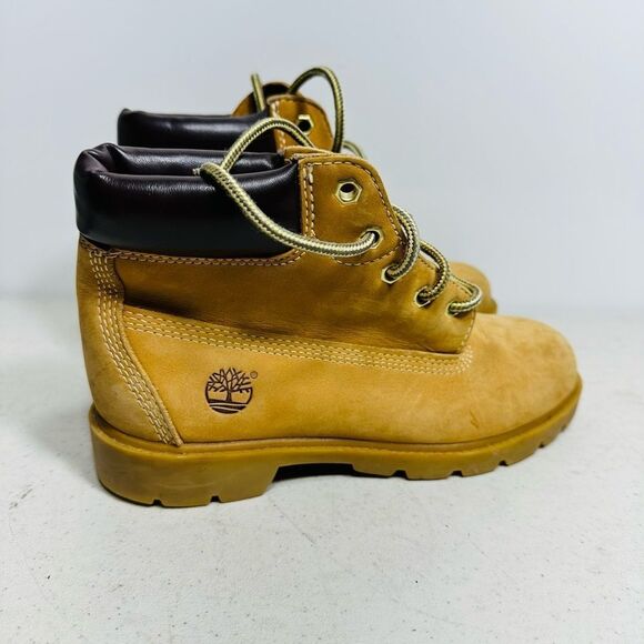 TIMBERLAND Boys Leather Hiking Field BOOTS Wheat Nubuck Size 4M Waterproof - Picture 1 of 6